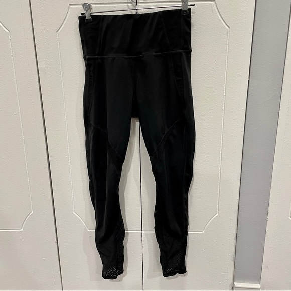 Athleta Black Mesh Leggings - Picture 1 of 10
